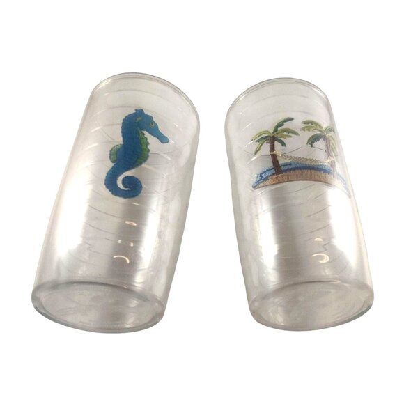 Tervis Double-Wall Insulated Clear Tumblers W/Seahorse/Palm Tree Designs-16 oz - Picture 5 of 13